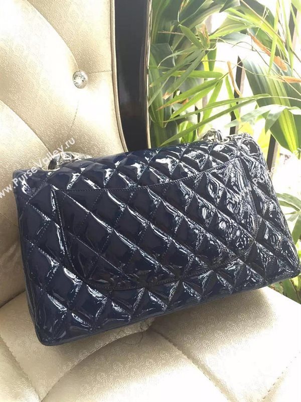 Chanel A1113 large paint lambskin handbag blue bag 5881