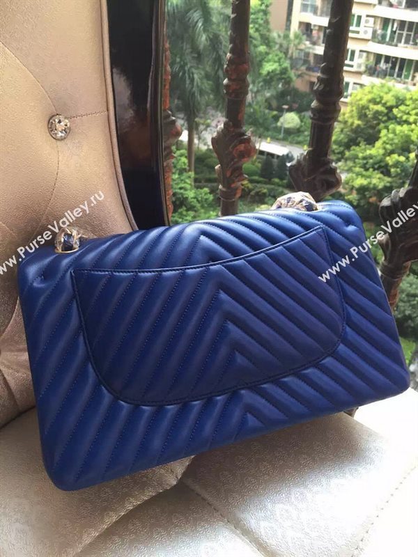 Chanel A1113 large lambskin V handbag blue bag 5882