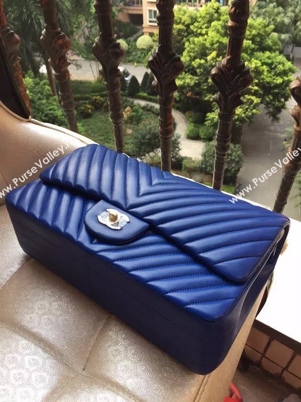 Chanel A1113 large lambskin V handbag blue bag 5882