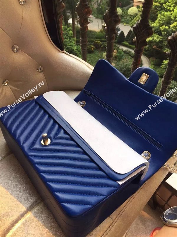 Chanel A1113 large lambskin V handbag blue bag 5882