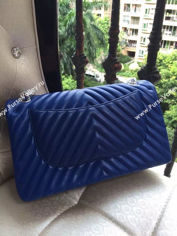 Chanel A1113 large lambskin V handbag blue bag 5883