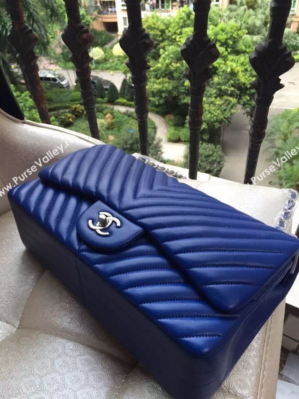 Chanel A1113 large lambskin V handbag blue bag 5883