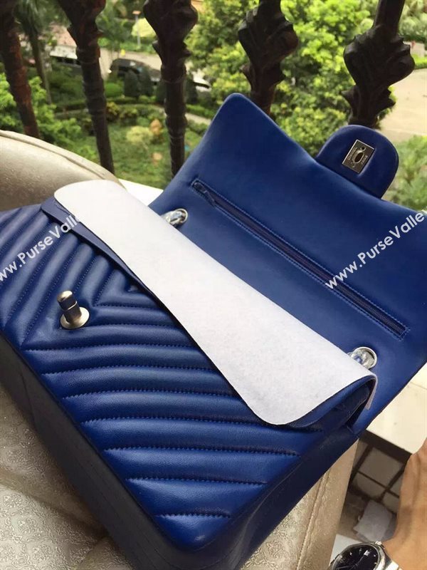Chanel A1113 large lambskin V handbag blue bag 5883