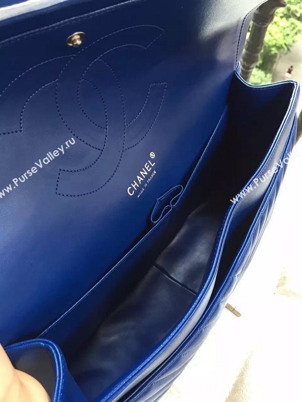 Chanel A1113 large lambskin V handbag blue bag 5883