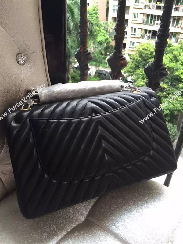 Chanel A1113 large lambskin V handbag black bag 5884