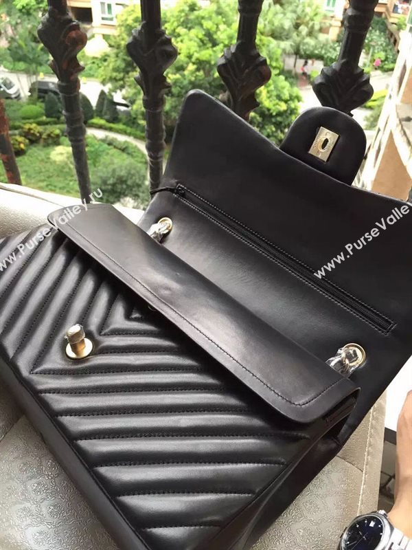 Chanel A1113 large lambskin V handbag black bag 5884