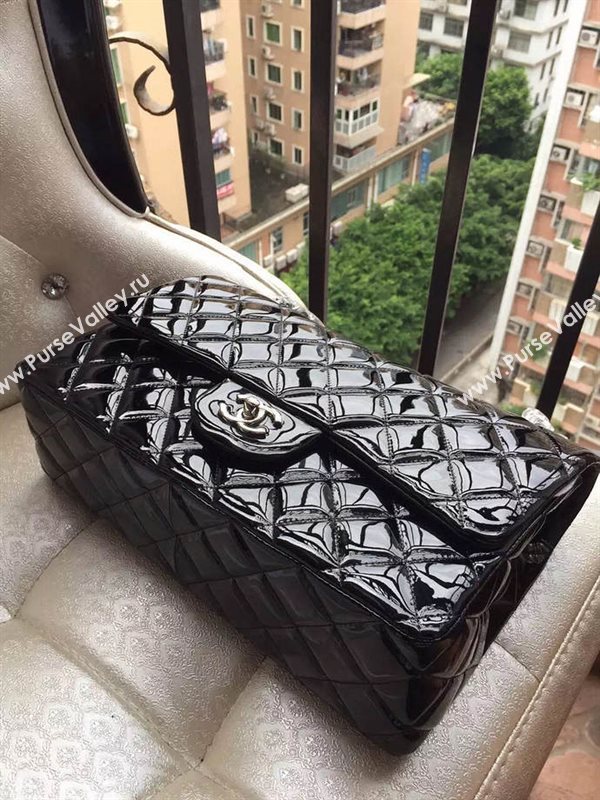 Chanel A1113 large paint lambskin handbag black bag 5886