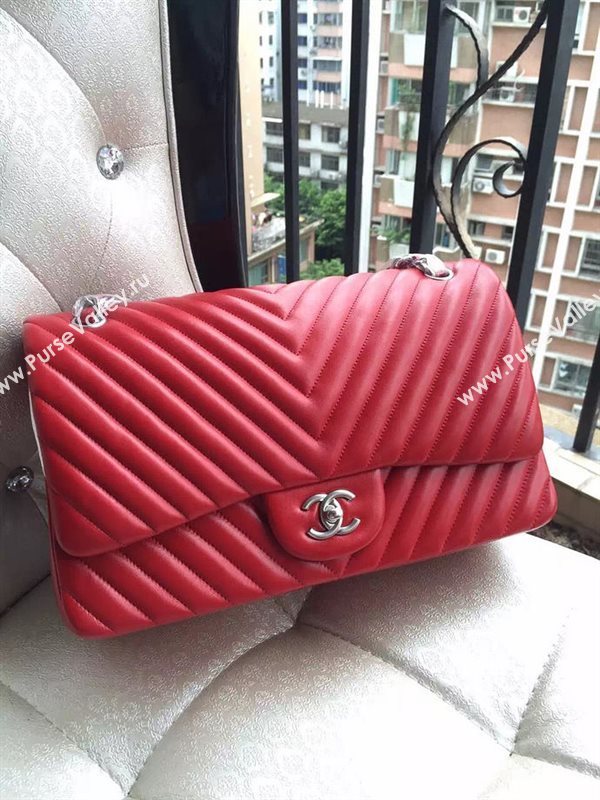 Chanel A1113 large lambskin V handbag red bag 5888