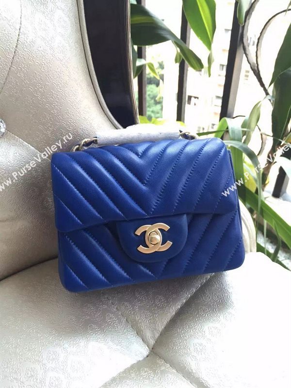 Chanel A1115 small lambskin blue handbag V bag 5893