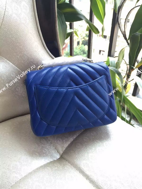 Chanel A1115 small lambskin blue handbag V bag 5893