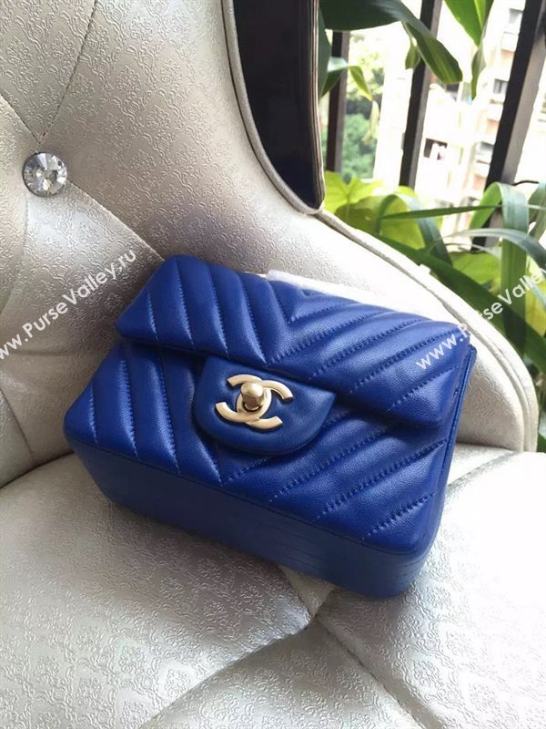 Chanel A1115 small lambskin blue handbag V bag 5893