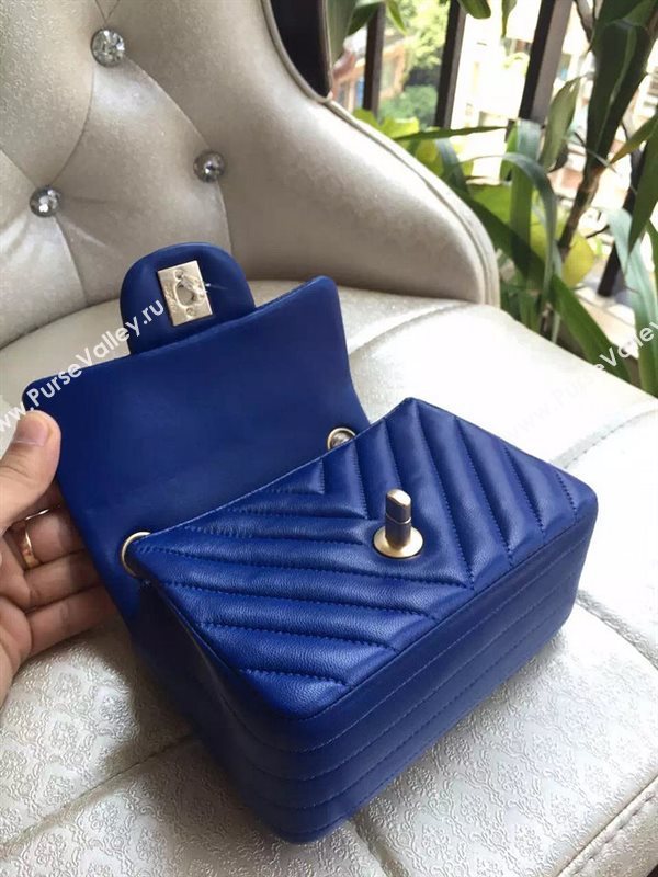 Chanel A1115 small lambskin blue handbag V bag 5893
