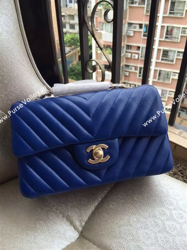 Chanel A1116 small lambskin blue handbag V bag 5894