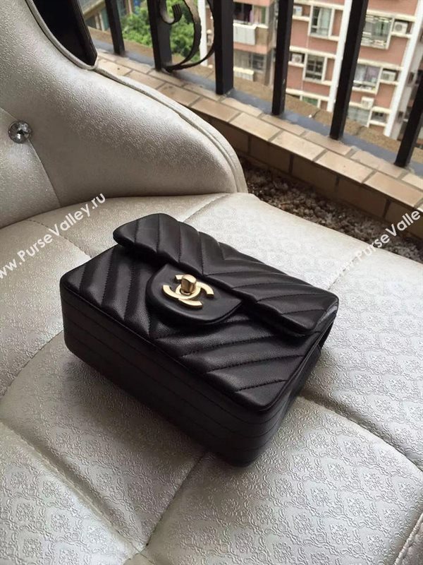 Chanel A1115 small lambskin black handbag V bag 5895