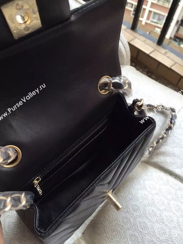 Chanel A1115 small lambskin black handbag V bag 5895