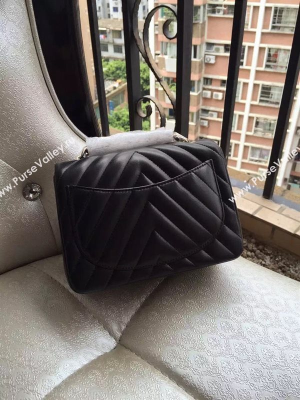 Chanel A1115 small lambskin black handbag V bag 5895