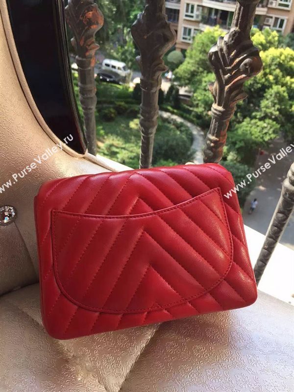 Chanel A1115 small lambskin red handbag V bag 5896