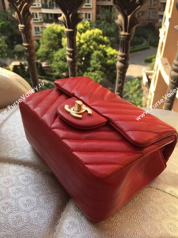 Chanel A1115 small lambskin red handbag V bag 5896
