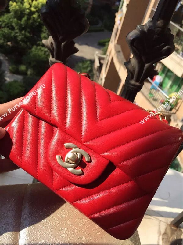 Chanel A1115 small lambskin red handbag V bag 5896