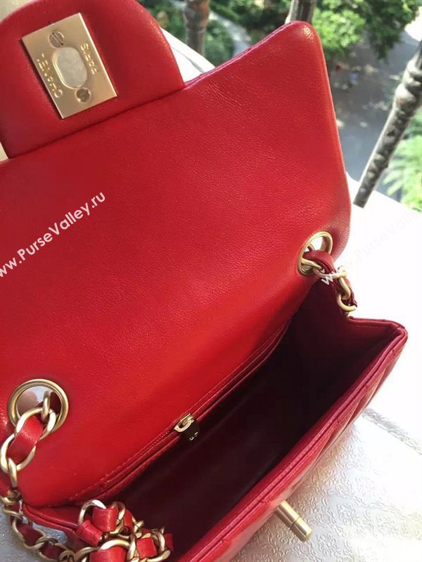 Chanel A1115 small lambskin red handbag V bag 5896