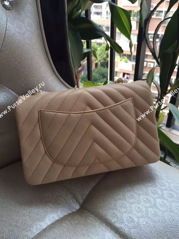 Chanel A1116 small lambskin apricot handbag V bag 5899