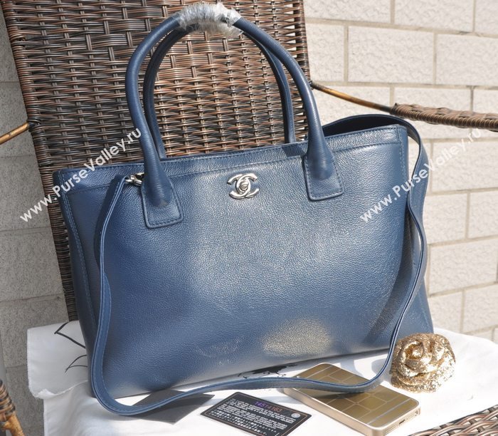 Chanel A66439 lambskin large shopping tote handbag blue bag 5801