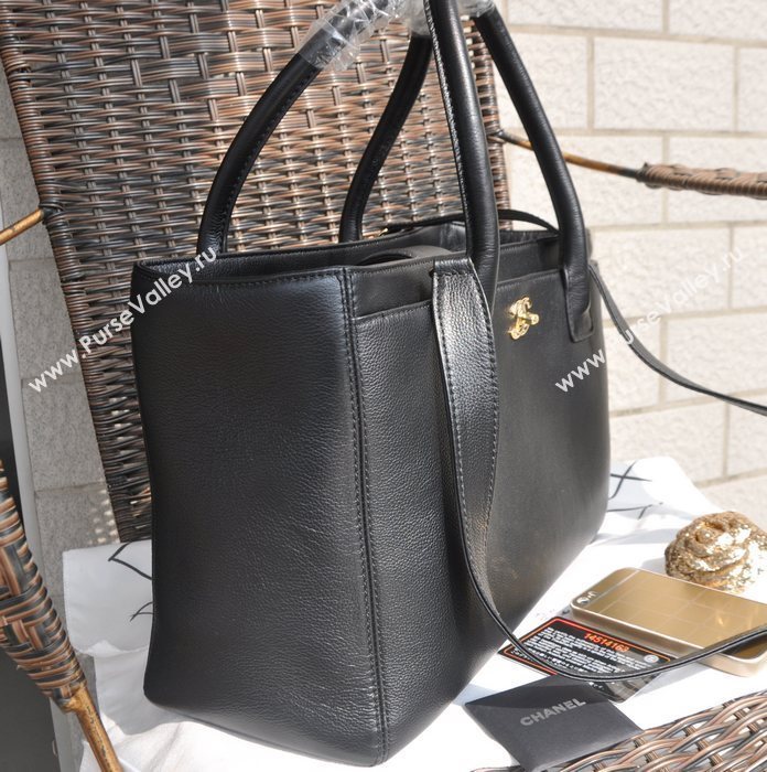 Chanel A66439 lambskin large shopping tote handbag black bag 5802