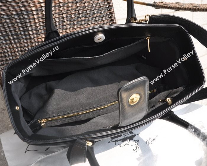 Chanel A66439 lambskin large shopping tote handbag black bag 5802