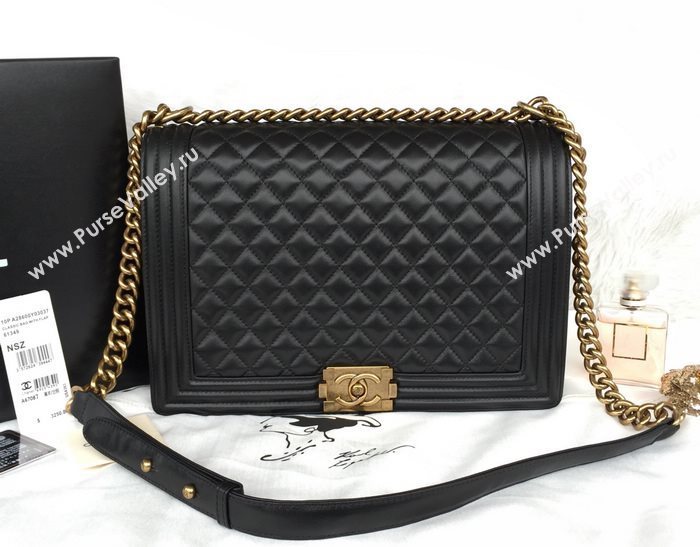 Chanel A67087 lambskin large le boy handbag black bag 5809