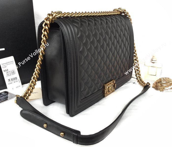 Chanel A67087 lambskin large le boy handbag black bag 5809