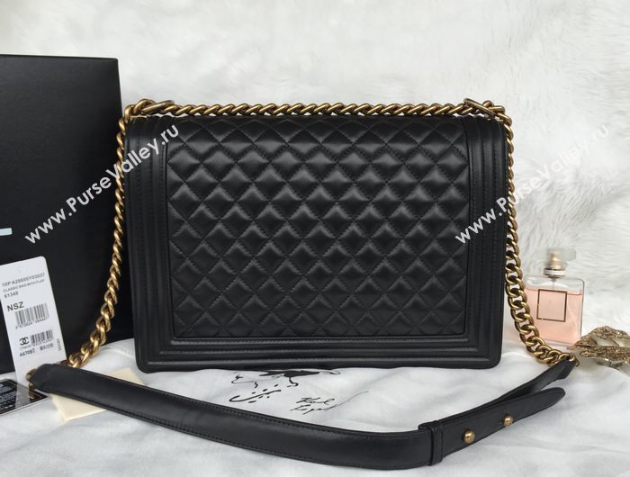 Chanel A67087 lambskin large le boy handbag black bag 5809