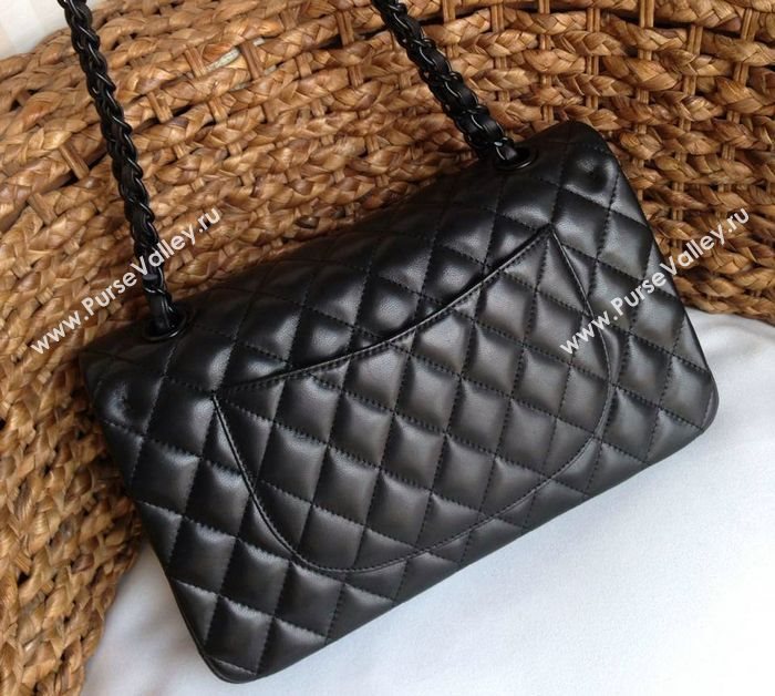 Chanel A1112 lambskin classic flap handbag black bag 5814