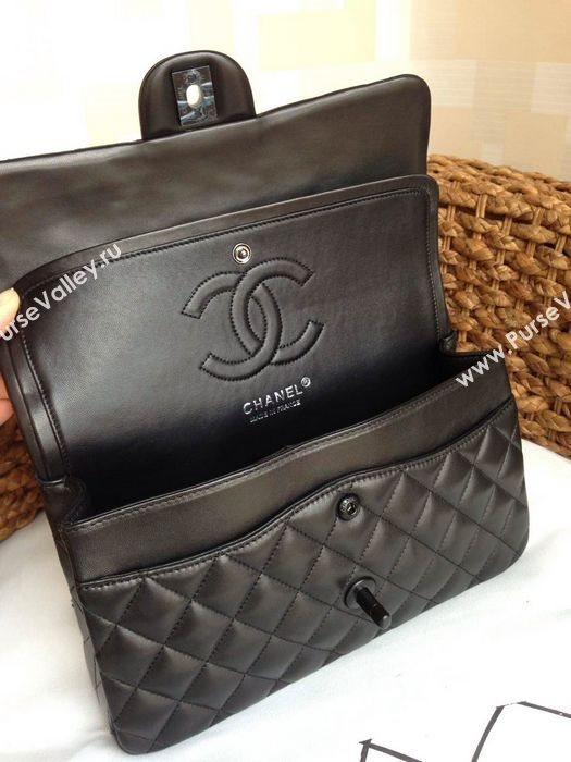 Chanel A1112 lambskin classic flap handbag black bag 5814