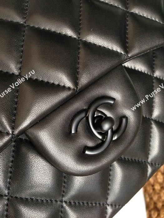 Chanel A1113 lambskin large classic flap handbag black bag 5815