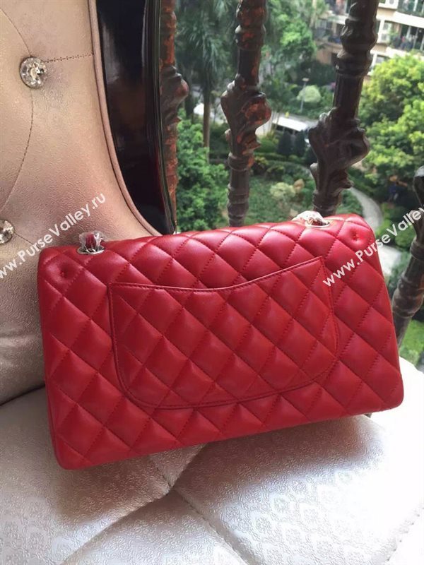 Chanel A1112 lambskin classic flap handbag red bag 5821