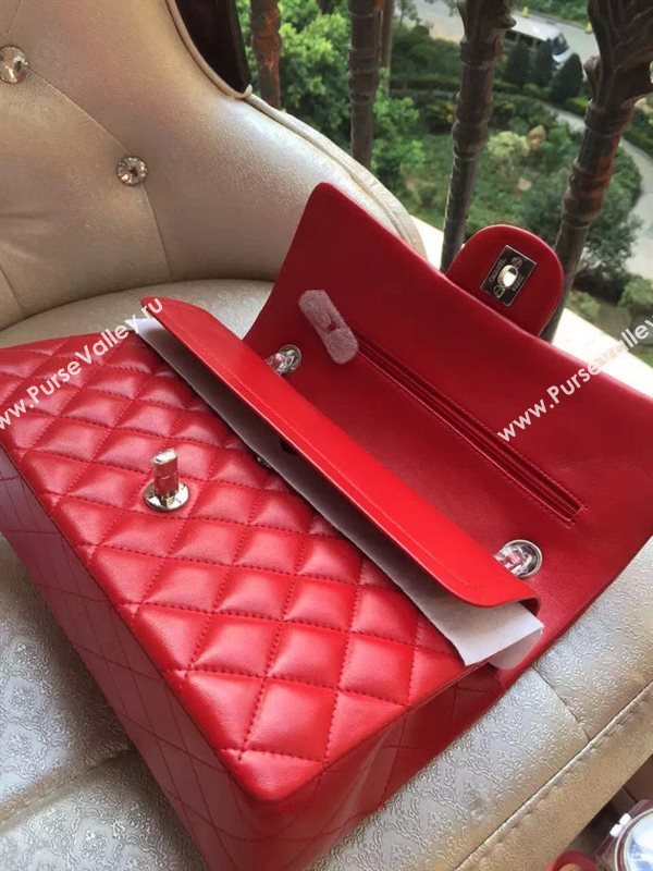 Chanel A1112 lambskin classic flap handbag red bag 5821