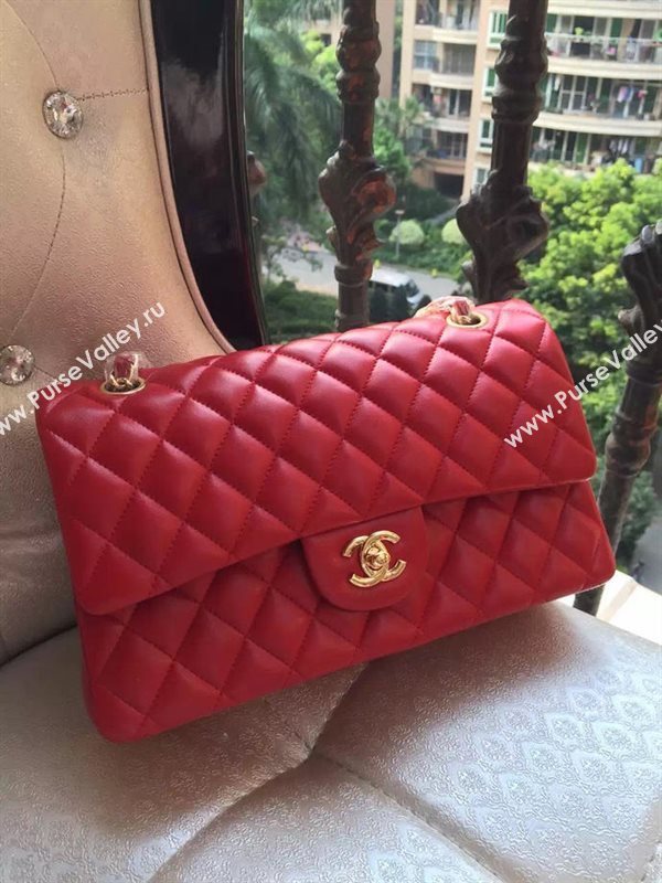 Chanel A1112 lambskin classic flap handbag red bag 5822