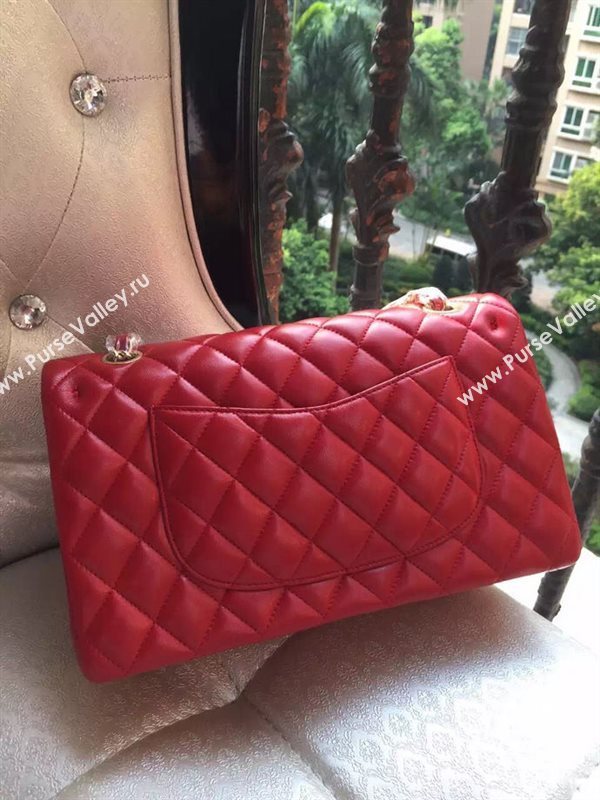 Chanel A1112 lambskin classic flap handbag red bag 5822