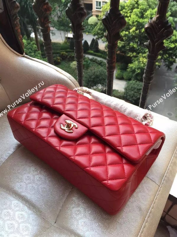 Chanel A1112 lambskin classic flap handbag red bag 5822