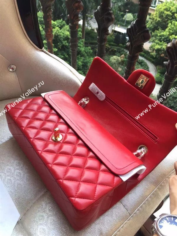 Chanel A1112 lambskin classic flap handbag red bag 5822