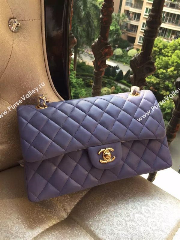 Chanel A1112 lambskin classic flap handbag purple bag 5823