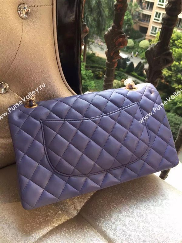 Chanel A1112 lambskin classic flap handbag purple bag 5823