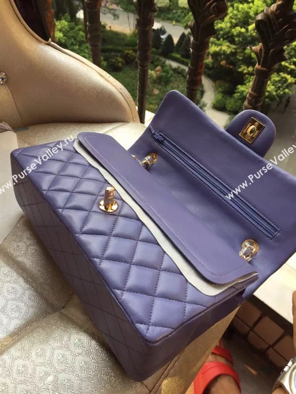 Chanel A1112 lambskin classic flap handbag purple bag 5823