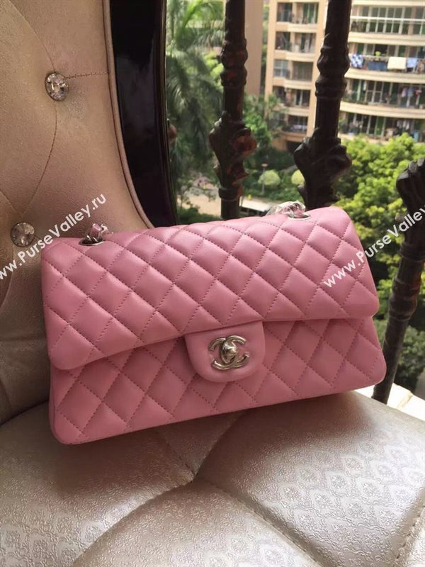 Chanel A1112 lambskin classic flap handbag pink bag 5828