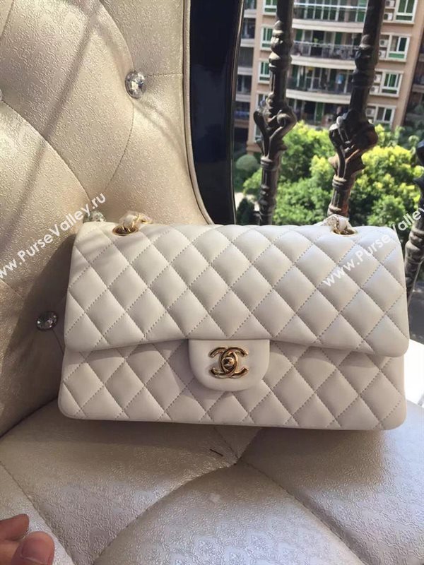 Chanel A1112 lambskin classic flap handbag white bag 5829