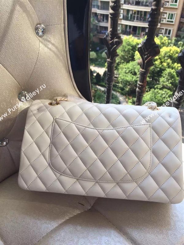 Chanel A1112 lambskin classic flap handbag white bag 5829