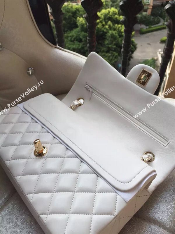 Chanel A1112 lambskin classic flap handbag white bag 5829