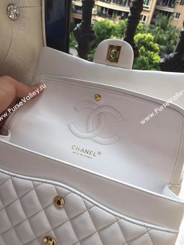 Chanel A1112 lambskin classic flap handbag white bag 5829