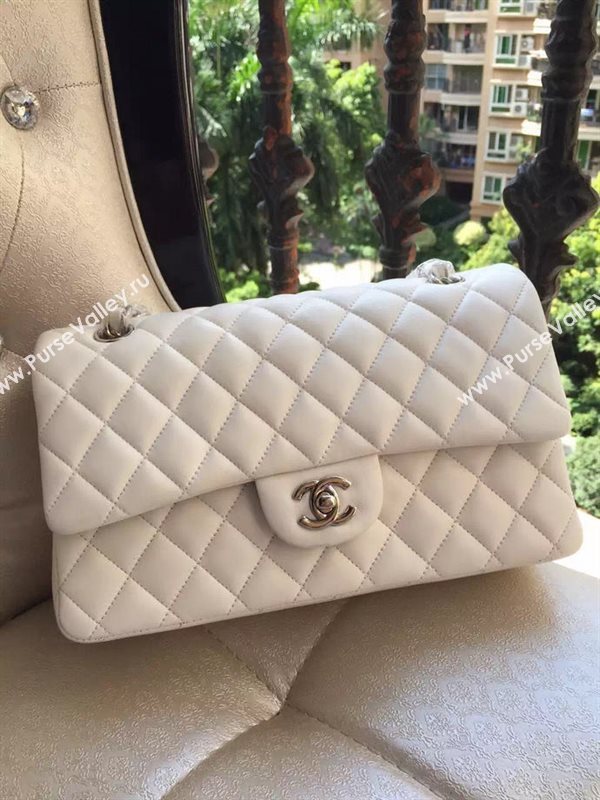 Chanel A1112 lambskin classic flap handbag white bag 5830