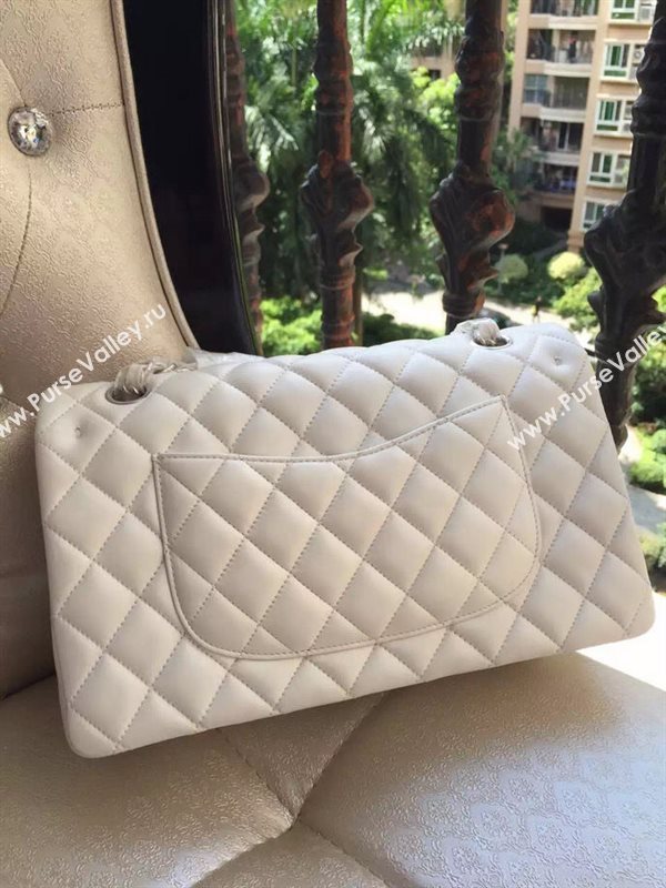 Chanel A1112 lambskin classic flap handbag white bag 5830